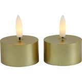 Countryfield LED theelichtjes/waxinelichtjes - 2x st - goud - D4 x H5,2 cm - met timer