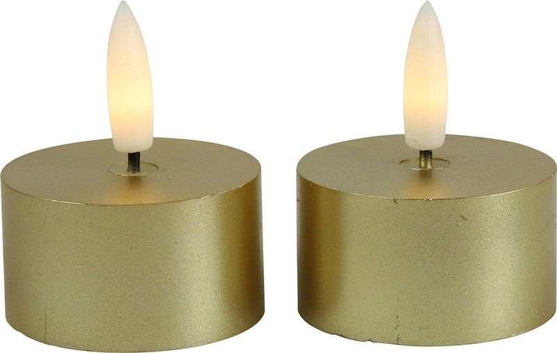 Countryfield LED theelichtjes/waxinelichtjes - 2x st - goud - D4 x H5,2 cm - met timer