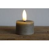 Countryfield LED theelichtjes/waxinelichtjes - 2x st - grijs - D4 x H5,2 cm - met timer