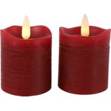 Countryfield LED kaarsen/stompkaarsen - 2x st - rood - D5 x H7,2 cm - timer - warm wit