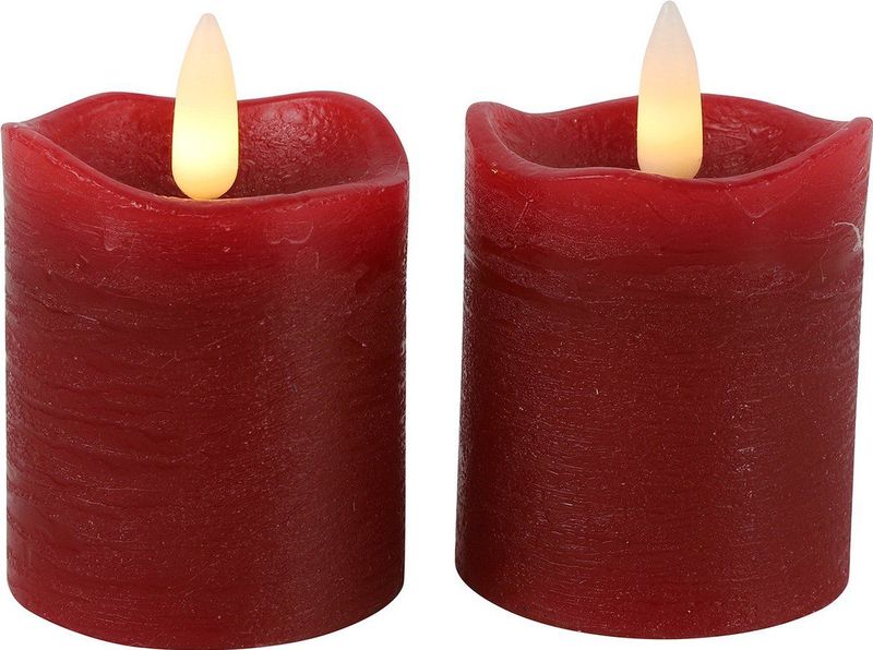 Countryfield LED kaarsen/stompkaarsen - 2x st - rood - D5 x H7,2 cm - timer - warm wit