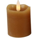 Countryfield LED kaarsen/stompkaarsenen - 2x st - cognac bruin - D5 x H7,2 cm - timer - warm wit