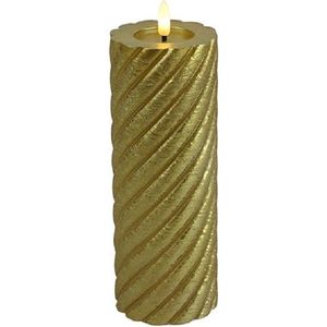 Countryfield Luxe LED kaars/stompkaars - goud - D7,5 x H20 cm - timer - twirly