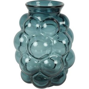 Bloemenvaas Bubblegum Large - transparant glas - petrol blauw - D21 x H30 cm - vaas