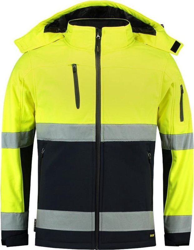 Tricorp - TSE3001 - Softshell High Visibility Veiligheidsjas - Fluor Geel/Navy - 403007