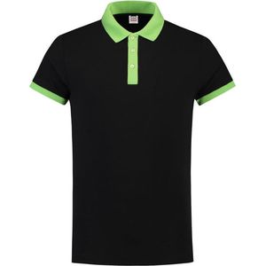 Tricorp polo bi-color fitted zwart-lime PBF 210