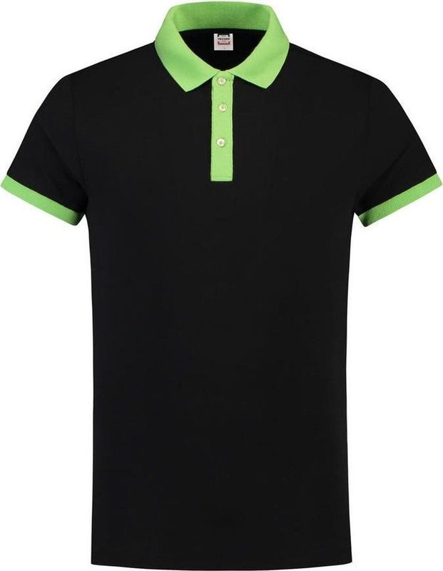 Tricorp polo bi-color fitted zwart-lime PBF 210