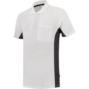 Tricorp Poloshirt Bicolor Borstzak 202002 Wit Donkergrijs