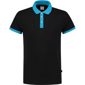 Tricorp poloshirt bi-color fitted - Casual - 201002 - zwart-turquoise