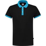 Tricorp poloshirt bi-color fitted - Casual - 201002 - zwart-turquoise