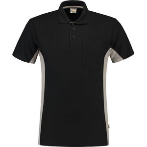 Tricorp 202002 Poloshirt Bicolor Borstzak - Zwart Grijs