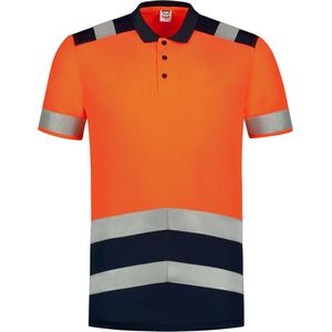 Tricorp Poloshirt Bicolor High Vis 180gr - 3007 - Fluor oranje Donkerblauw