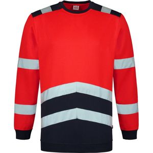 Tricorp 303004 Sweater High Vis Bicolor - Fluo Rood/Inkt
