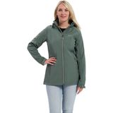 Kjelvik Outdoorjas Kyra Groen - Dames Softshell met Afneembare Capuchon