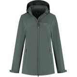 Kjelvik Outdoorjas Kyra Groen - Dames Softshell met Afneembare Capuchon