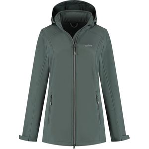 Kjelvik Outdoorjas Kyra Groen - Dames Softshell met Afneembare Capuchon