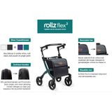 Rollz - Flex2 - Rollator - Matt Black - PU Schuim Banden