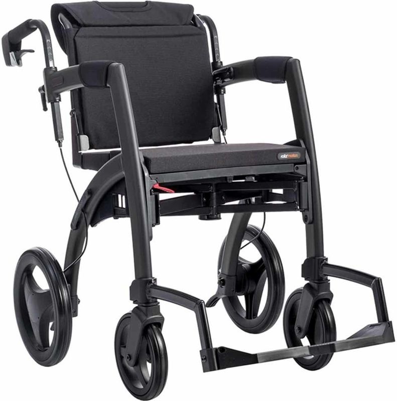Rollz Motion 2.1 matt zwart rollator rolstoel