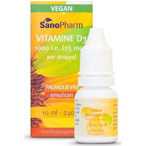 Sanopharm - Vitamine D3 - Druppels - 100% Plantaardig - 25mcg