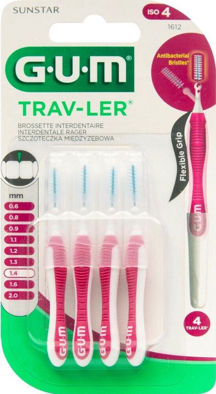6x GUM Trav-Ler Ragers Aubergine 1.4mm blister à 4 stuks