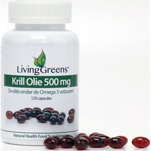 Livinggreens- Krill olie 500mg- 120 capsules-krillolie- krill olie capsules-uit garnalen-100% puur-krillolie 100%-