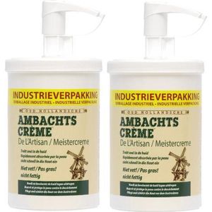 2 xAmbachtscrème handcreme  1000ml/huidverzorging mannen en vrouwen/ na het ontharen/ huidverzorging dames en heren/ na het scheren/droge handen en voeten/schrale handen/ bodymilk/ klovenzalf/klovencreme/parabenen vrij hand en bodycreme/para
