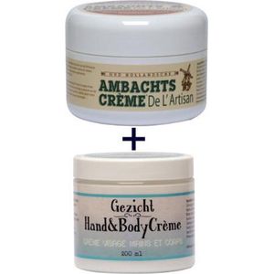 VOORDEELPACK, 200ml pot ambachtscreme + 200ml pot Gezicht, Hand en Bodycreme