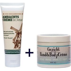 VOORDEELPACK, tube 75ml en Ambachtskroon 200ml Gezicht, hand en bodycreme,aftersun, handcreme,bodycreme,gezichtscreme,droge handen,schrale handen,ruwe handen,droge voeten