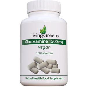 LivingGreens Glucosamine 180 tabl, 1500 vegan, glucosamine sulfaat, glucosamine mais,