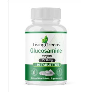 LivingGreens Glucosamine 180 tabl, 1500 vegan, glucosamine sulfaat, glucosamine mais,