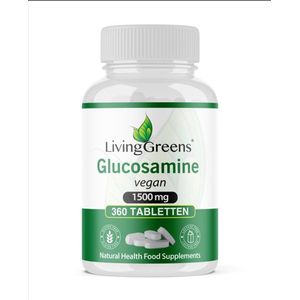 LivingGreens Glucosamine 1500-360 tabletten- vegan-glucosamine sulfaat -glucosamine uit mais-gewrichten-formule