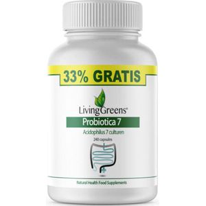 LivingGreens-Probiotica 7- 180+60 capsules gratis-voordeelverpakking--probiotica-acidophilus