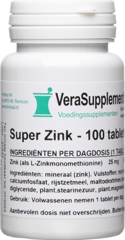 Verasupplements super zink tabletten 100TB