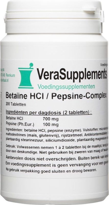 Verasupplements betaine-hcl / pepsine-complex tabletten 200TB