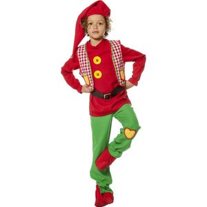 Wilbers & Wilbers - Dwerg & Kabouter Kostuum - He Ho He Ho Kabouter Sprookjes Kind Kostuum - Rood, Groen - Maat 128 - Carnavalskleding - Verkleedkleding