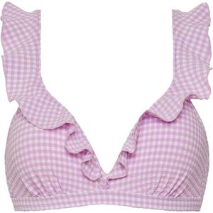Beachlife - Lilac Check Ruffle - Bikinitop - Voorgevormde Cups - Dames