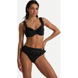 Beachlife - Bikinibroekje - Zwart - Hoog Opgesneden Met Ruches