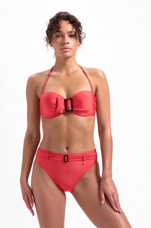 Beachlife - Bandeau Bikinitop - Rood - Voorgevormd met Vaste Softcups