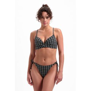 Beachlife - Strik Bikinibroekje - Zwart/Wit - Met Textuur