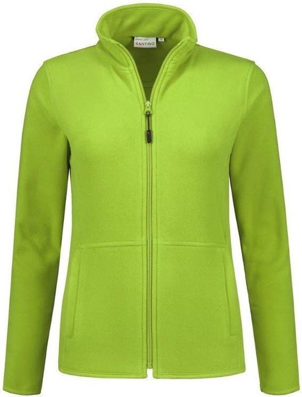 Santino Bormio Dames Fleecejack lange mouwen+Rits - Geen bedrukking - Limegroen