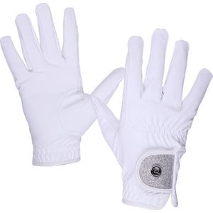 Qhp Handschoen Glitz White - S | Paardrij handschoenen