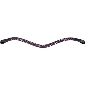 QHP Hoofdriem hoofdband leer Menton strass-steentjes (volbloed, plum)