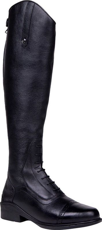 QHP - Calgary - Thermo Winterrijlaars - Black - Leer - Met Rits en Elastische Inzet