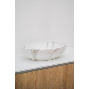 Waskom Riho Marmic Ovaal 52x39,5x13 cm Marmer Keramiek Wit Mat