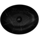 Waskom riho marmic ovaal 52x39,5x13 cm mat zwart marmer keramiek