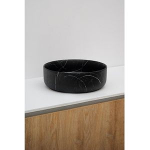 Waskom Riho Marmic Rond 34,6x34,6x11,4 cm Mat Zwart Marmer Keramiek