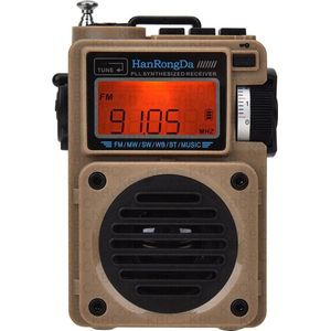 HanRongDa - HRD-701 - Wereldontvanger - Woestijn Geel - Draagbare Radio - Bluetooth Speaker