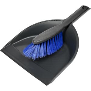Benson Stoffer & blik - Kunststof - 21,5 cm - Zwart/blauw - Klik systeem - Ophangoog