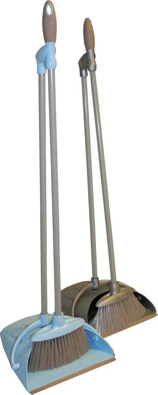 Benson Stoffer & blik - Lange steel - Zachte haren - Kunststof - 91 cm - Blauw/Grijs