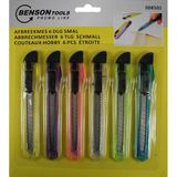 Benson Stanleymes - Afbreekmes - Snijmes - 9 mm - Kleur - 6 stuks